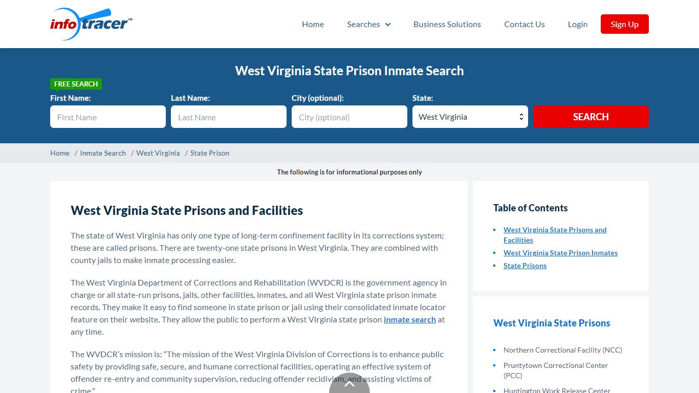 West Virginia State Prisons Inmate Records Search - InfoTracer